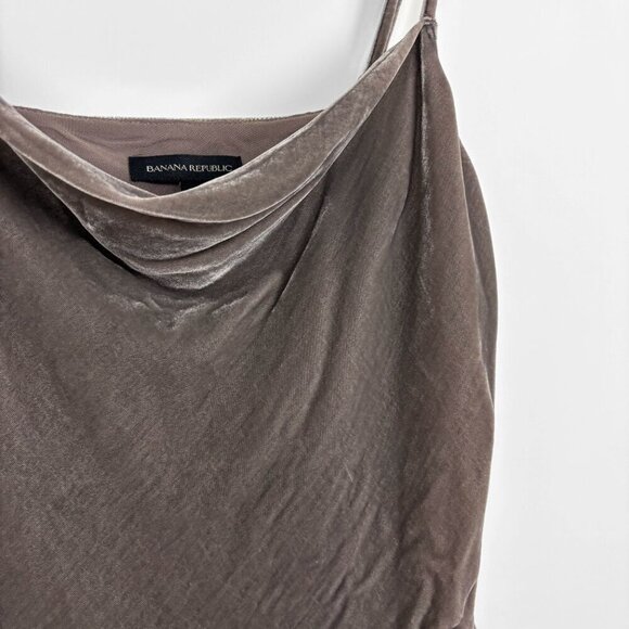 Banana Republic Womens Small Velvet Cowl Neck Cami Top Taupe  Spaghetti Strap - Picture 4 of 5